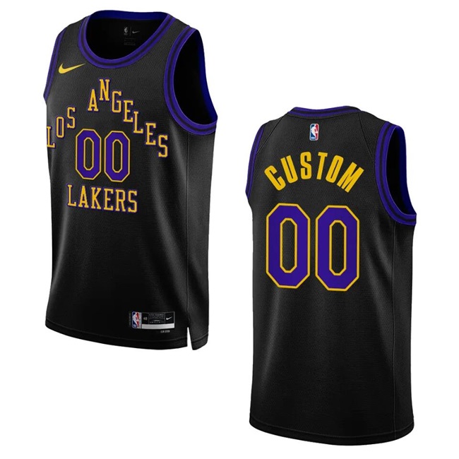 Men's Los Angeles Lakers Active Player Custom 2023/24 Black City Edition Swingman Stitched Basketball Jersey